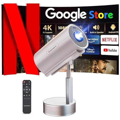 Crossbeats Lumex Pro Smart Projector 4k Ultra HD, Speaker WiFi 300" Wide Display Gold