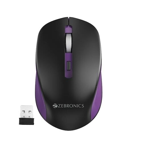 ZEBRONICS Jaguar, 2.4GHz, Wireless Mouse, 1600 DPI (Purple)
