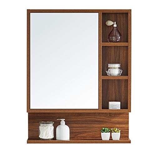 MAMTA Decoration Engineered Wood Wall Mount Dressing Table Mirror with Storage (Brown)
