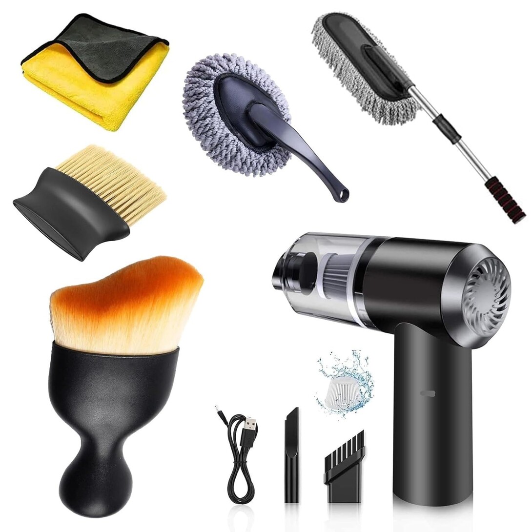 CONJEX 6 PCS Car Cleaning Kit with 3-in-1 Mini Vacuum Cleaner