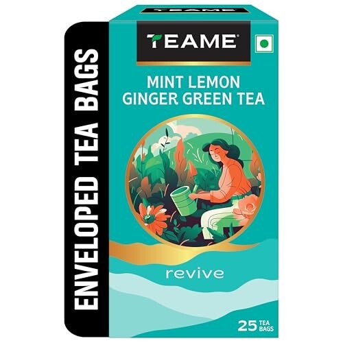TE-A-ME Green Tea Bags 25 pcs - Mint Lemon Ginger