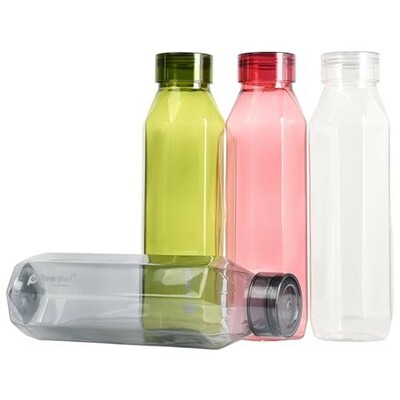 PEARLPET Diamond - BPA-free Plastic Water Bottle Set of 4 Pcs, Each 1000ml, Assorted Multicolor