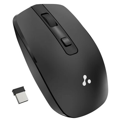 Ambrane Wireless Mouse with 2.4GHz, USB Nano Dongle (Sliq 3, Black)