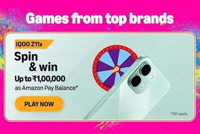 Amazon IQOO Z11x Spin and Win up to ₹1,00,000 as Amazon Pay Balance*