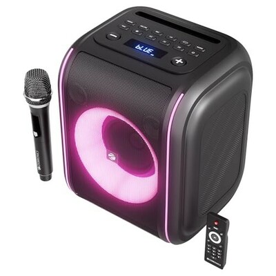 Zebronics Bluetooth Speaker, 60W Output, 8h Playback, 8-inch Driver, RGB Lights, BT v5.4, USB, mSD, AUX, Type-C Charging, Karaoke, Wireless Mic, TWS, Mobile Holder, Remote Control (Sound Feast 880)