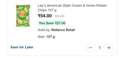 Lay's Cream & Onion party pack @ ₹54 on JioMart 