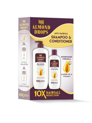 BAJAJ CONSUMER CARE Almond Drops Anti Hairfall Combo Shampoo 340ml & Conditioner 175ml - Hair Care Combo