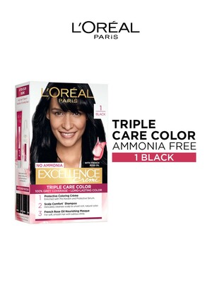 Buy LOreal Paris Excellence Creme Triple Care No Ammonia Hair Color 72ml+100g Black 1 - Hair Colour for Women 12260406 | Myntra