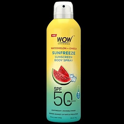 Wow Skin Science Watermelon + Omega Sunfreeze Sunscreen Body Spray - SPF 50 PA++++, 100 ml
