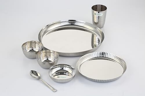 Coconut Bindi Stainless Steel Dinner Set of 7