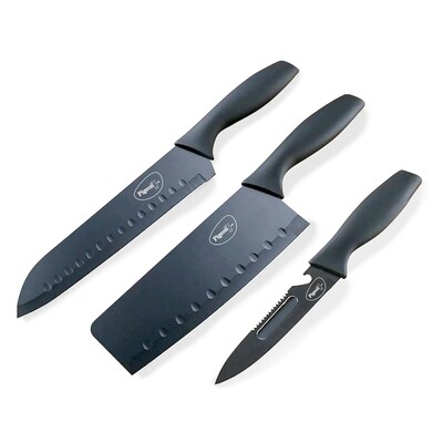 Pigeon by Stovekraft Edge High Grade Stainless Steel 3 Pcs Kitchen Knife Set | Black