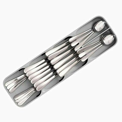 Arto Plastic Compact Cutlery Organizer Rack | Kitchen Knife Fork Spoon Tray Storage Holder | Cutlery Drawer Organiser Kitchen Utensil Holder (Multicolor) (Cutlery)(39.6 X 11 X 5.5 cm)