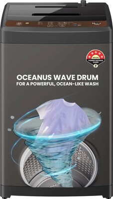 Haier 6.5 kg Powerful Oceanus Wave Drum, Smart Fuzzy Control, Balance Clean Pulsator, Custom Wash Cycles with 15 Mins Quick Wash, Magic Filter, Fully Automatic Top Load Brown, Grey (HWM65-FES5)