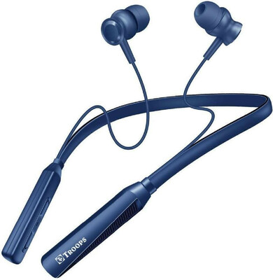 TP TROOPS Neckband Earphones with 10mm Drivers,Music Above 20 Hours Playtime Bluetooth & Wired Headset (Blue, In the Ear)