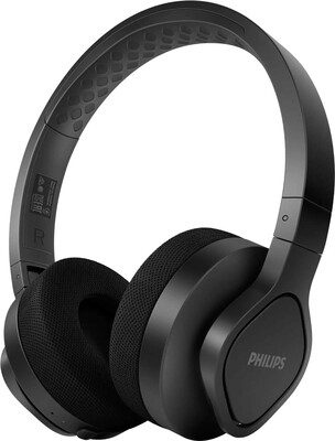 Philips TAA4216BK/00 Headphones, 35H Play Time, 40mm Dyanamic Drivers, IP55 Proof Bluetooth Headset (Black on the ear)