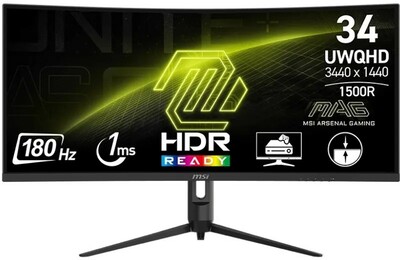 MSI MSI 86.36 cm (34 inch) Curved UWQHD VA Panel (MAG342CQR E2) (Adaptive Sync, Response Time: 1 ms, 180 Hz Refresh Rate)