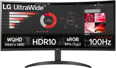 LG UltraWide 86.36 cm (34 inch) Curved WQHD VA Panel (34WR50QK-BL.ATRDMKN)