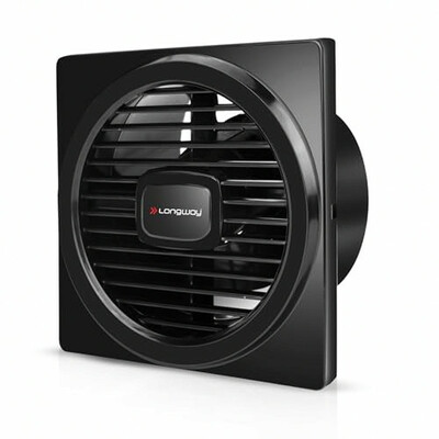 LONGWAY Gusto 6 Inch 150 mm Energy Efficient Exhaust Fan | High Speed Powerful Motor | Noiseless Operation & Easy to Clean | Suitable for Bathroom, Kitchen, Office | 2 Years Warranty (Black)