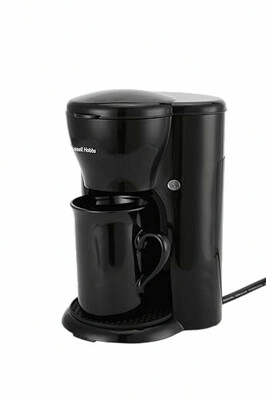 Russell Hobbs Quiet Brew 1 Cup Coffee Maker | 300W, 0.125L Capacity, Fast Brewing in Under 3 Minutes | Includes Ceramic Cup & Permanent Filter | Compact Design, Anti-Slip Coaster | 2-Year Warranty