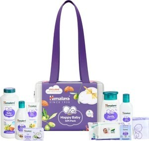 HIMALAYA Happy Baby Gift Travel Bag with Baby Towel & Powder Puff (11 in 1) 