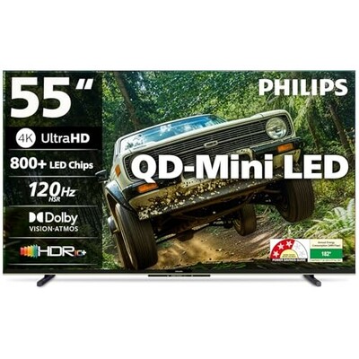 Philips 138 cm (55 inches) 4K Ultra HD QLED Smart QD-Mini LED Google TV 55MLED610/94