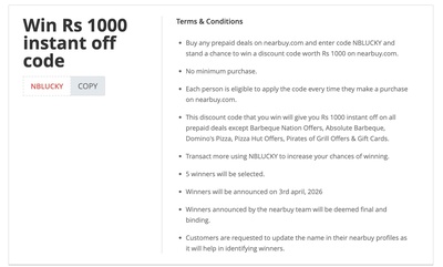 Win Rs 1000 instant off code- Valid till 31 Mar 2026