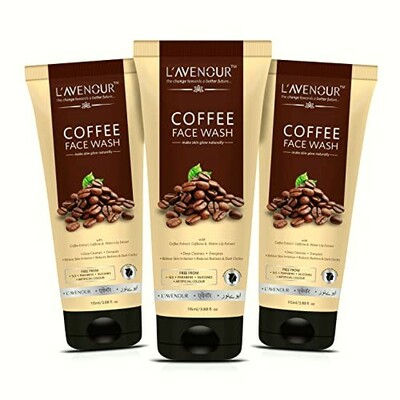 L'avenour Coffee Face Wash for Deep Cleansing, Reduce Redness and Dark Circles - 115ml (Pack of 3)