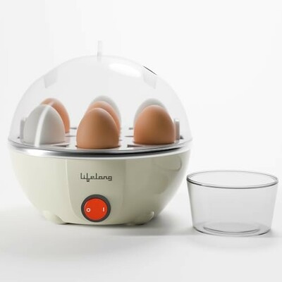 Lifelong Egg Boiler for 7 Eggs, 350 Watt | 3 Boiling Modes Hard, Medium & Soft | Multipurpose One Touch Operation Egg Poacher & Electric Egg Boiler Machine | Automatic & Over Heat Protection (LLEBB01)