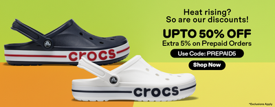 CROCS - Heat Rising?  Upto 50% Off | Extra 5% off on all prepaid orders