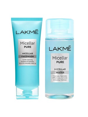 Lakme Set Of Micellar Pure Water 200 Ml & Face Wash 100 G - Skin Care Combo