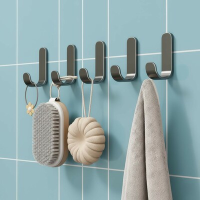 amazon basics Strong Adhesive Carbon Steel Wall Hook for Bathroom and Kitchen