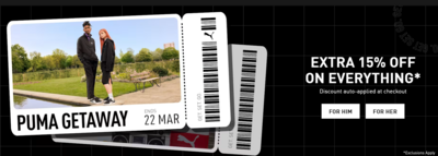 Puma Getaway Extra 15% Off on Everything 