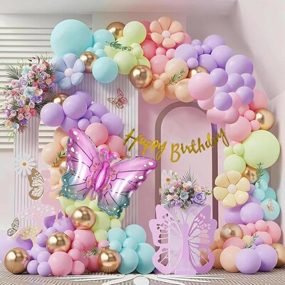 SpecialYou.in Butterfly Theme Birthday Party Decorations with Pastel Balloons for Decoration