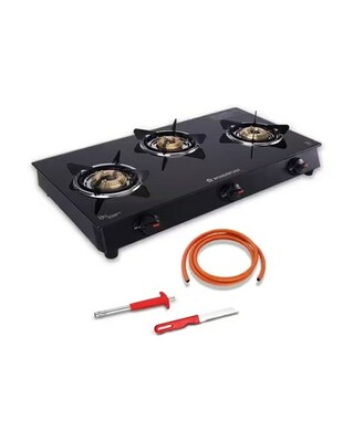 3 Burner Cooktop with Free Gas Lighter and Knife