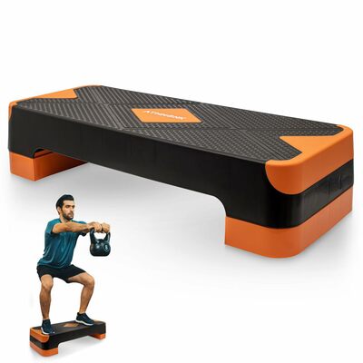 Athmonk Adjustable Aerobic Stepper Ultimate Equipment Gym Stepper For Home Workout Stepper (Orange)