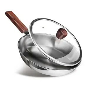 MILTON Pro cook Triply Wooden Handle and Gas Friendly Stainless Steel Kadhai with Glass Lid I Non Stick Cookware I 3 Year Warranty, 26 cm, Silver