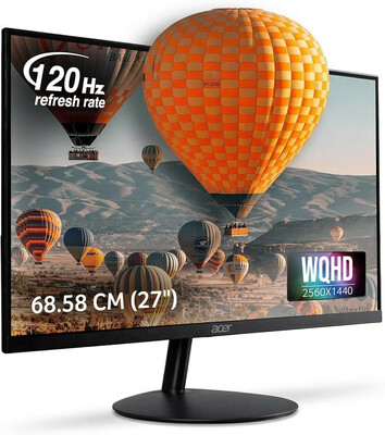 acer SA272U G0 27 Inch WQHD IPS Monitor | 120Hz AdaptiveSync | 1ms VRB | Ultra-Slim 7.2mm ZeroFrame Design | HDR10 | 100M:1 Contrast | Dual HDMI + DP | BlueLightShield | Built-in Speakers I 