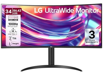 LG 34WR55QK 86.42cm (34 Inch) UltraWide QHD (3440x1440) Curved Monitor (Black)