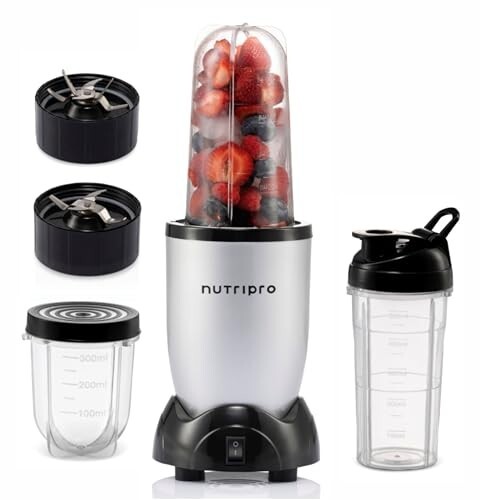 NutriPro Juicer Mixer Grinder - 500 Watts (3 Jars & 2 Blades, Silver)