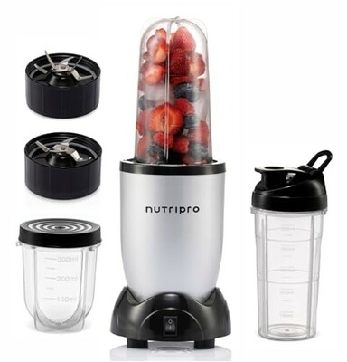 NutriPro Juicer Mixer Grinder - 500 Watts (3 Jars & 2 Blades, Silver)
