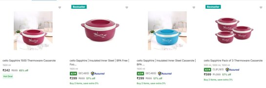 Upto 67% Off on Cello Casseroles Starts At Rs 242