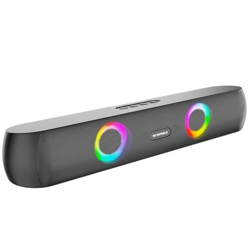 Nu Republic Party Box 160 Portable 16W Bluetooth Soundbar, Dual 52mm Drivers, X-Bass Deep Bass, 10H Playtime, RGB LED Lights, USB & Wireless Party Speaker (Black, 2.0 Channel)