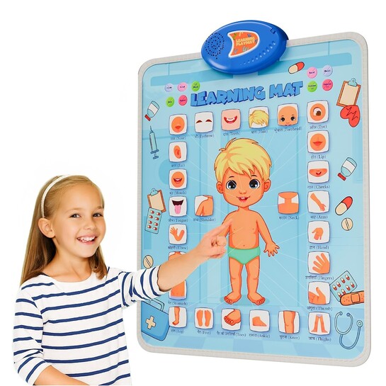 Smart Learning Playchart Playmat for Kids 2+ Years | Body Parts English Hindi | Quiz & Music Modes | Touch Activated | Amazon's Choice