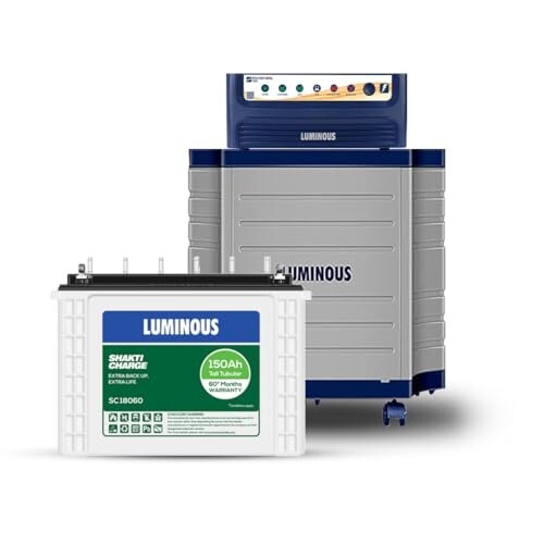 Luminous Inverter & Battery Combo with Trolley (Power Sine 1100 Pure Sine Wave 900VA/12V Inverter, Shakti Charge SC 18060 Tall Tubular 150Ah Battery with Trolley) for Home, Office and Shops
