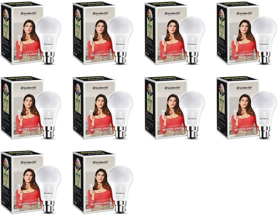 Goldmedal WOW 9W B22 Base LED Bulb For Home & Office | 230 Degree Light Coverage | 4kV Surge Protection | High Voltage Protection | Energy Efficient | Warm White (3000K) | Pack of 10 