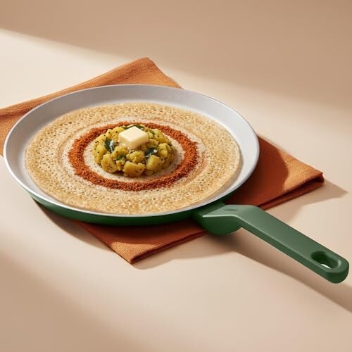 Ember Cookware Arcilla Ceramic Non Stick Tawa 28cm | Non Toxic Roti & Chapati Pan | Green