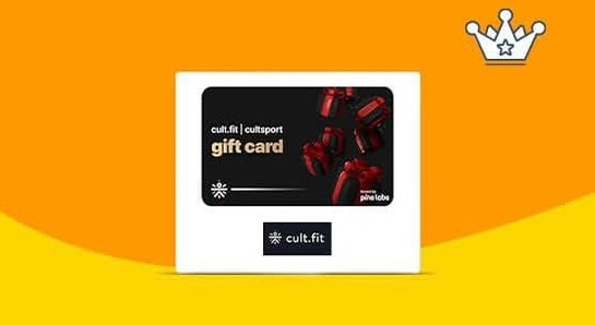 Amazon : Cultfit gift card GET UP TO ₹3000 BACK 6% offer, Min order: ₹100 (user specific) 