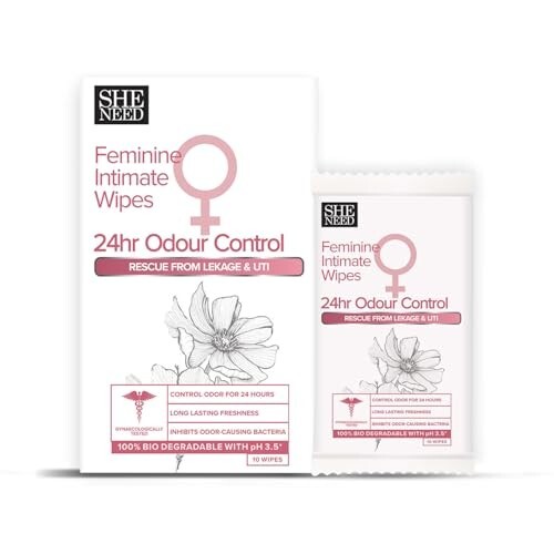 SheNeed Feminine Intimate 24hr Odour control wipes – 10 wipes 