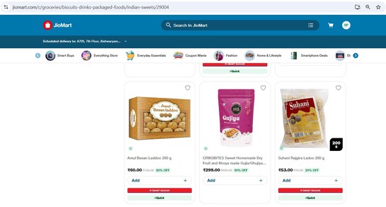 Amul besan laddoo at Rs 60, 50% off