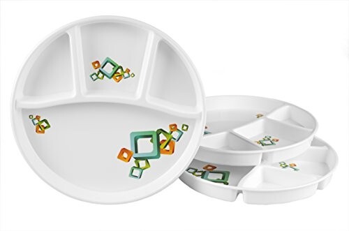 Signoraware Round Squared Plastic Serving Thali Set, Set of 3, White